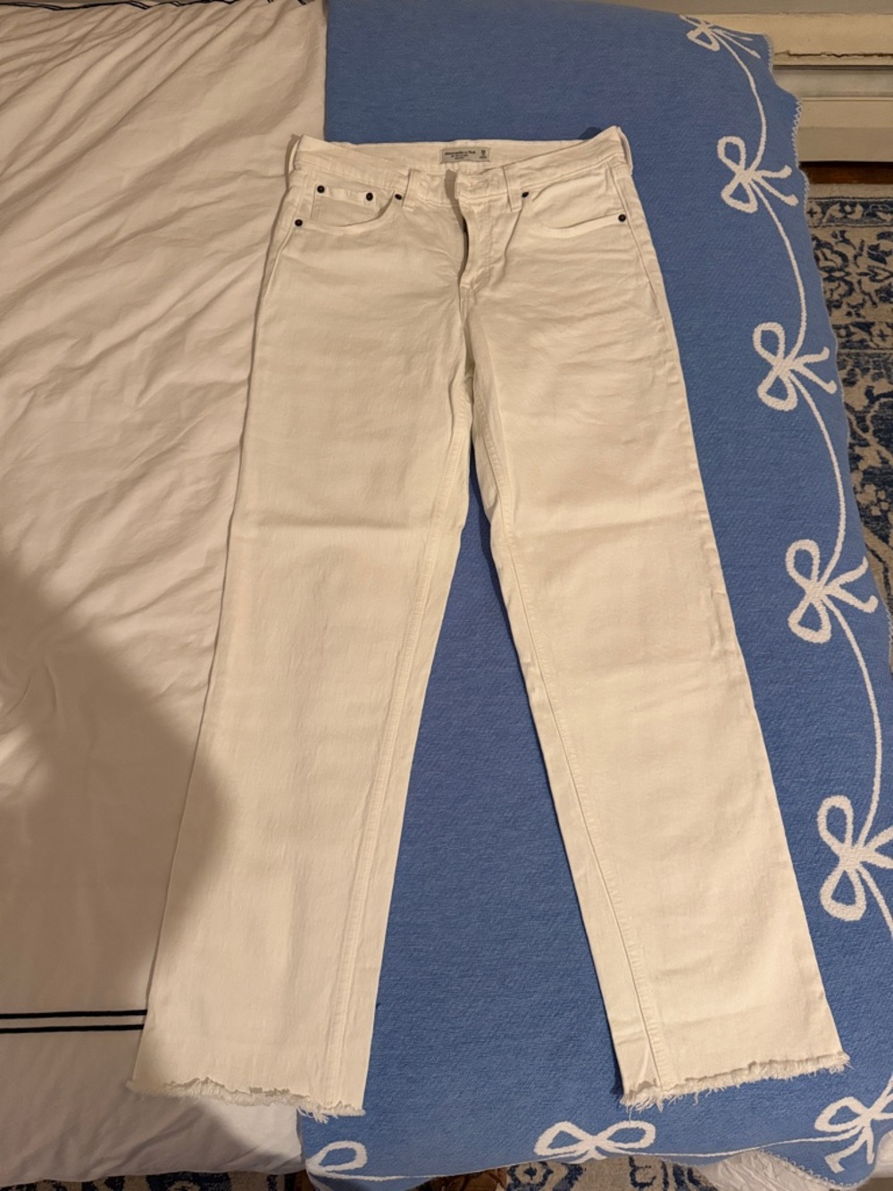 Abercrombie & Fitch White Straight Leg Jeans